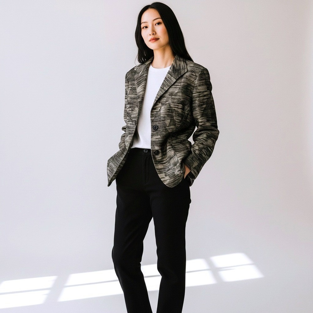 Lafayette 148 New York Size 18 Textured Jacquard Cotton Linen Blazer Jacket - Picture 7 of 9